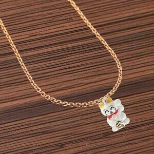 Lucky Cat Gold Charm Necklace